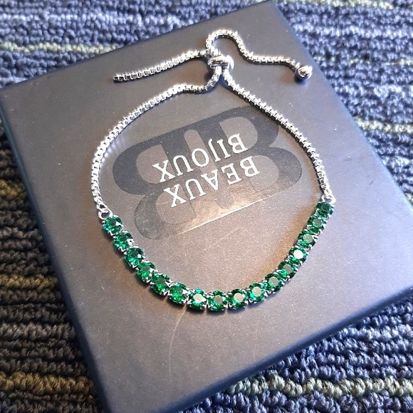 Emerald Swarovski Sterling Silver Bracelet - Picture 1 of 8